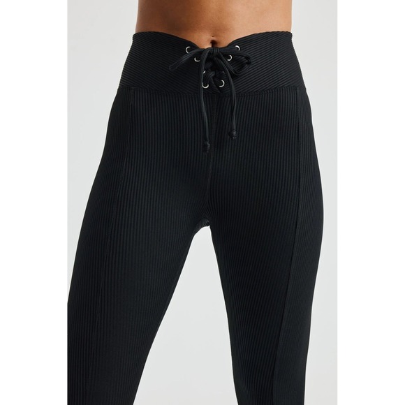 YEAR OF OURS Ribbed Football Legging Black Lace Up High‎ Waist Full Length Small - Picture 3 of 12